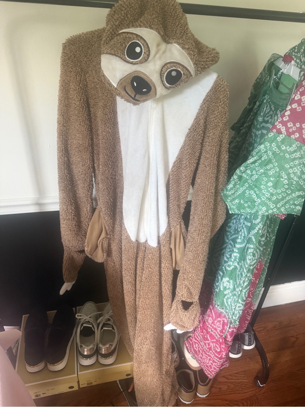 Brown Sloth Hooded Costume onsie - Cozy Plush Jumpsuit
